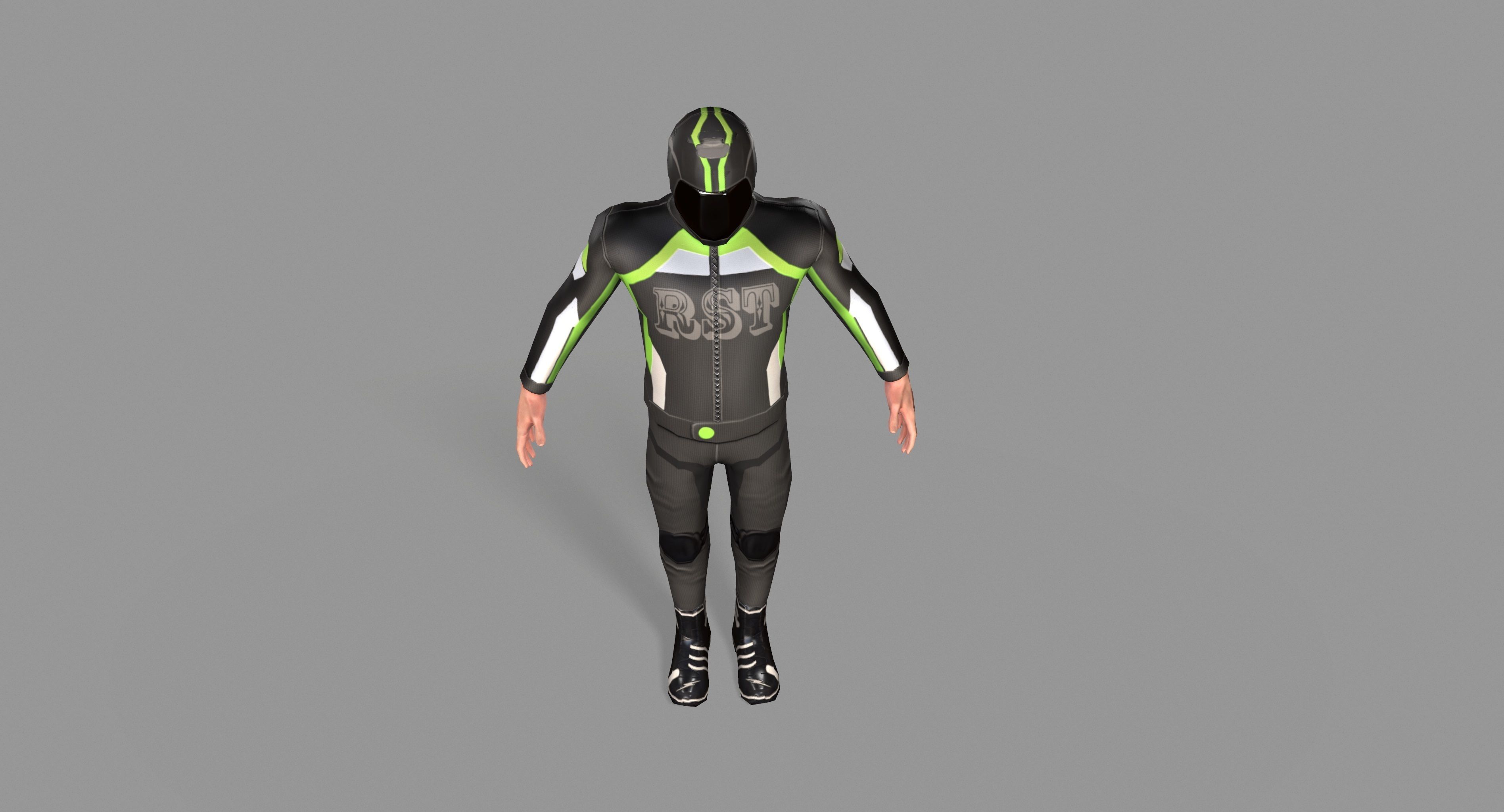 Biker boy  Low-poly 3D model_16