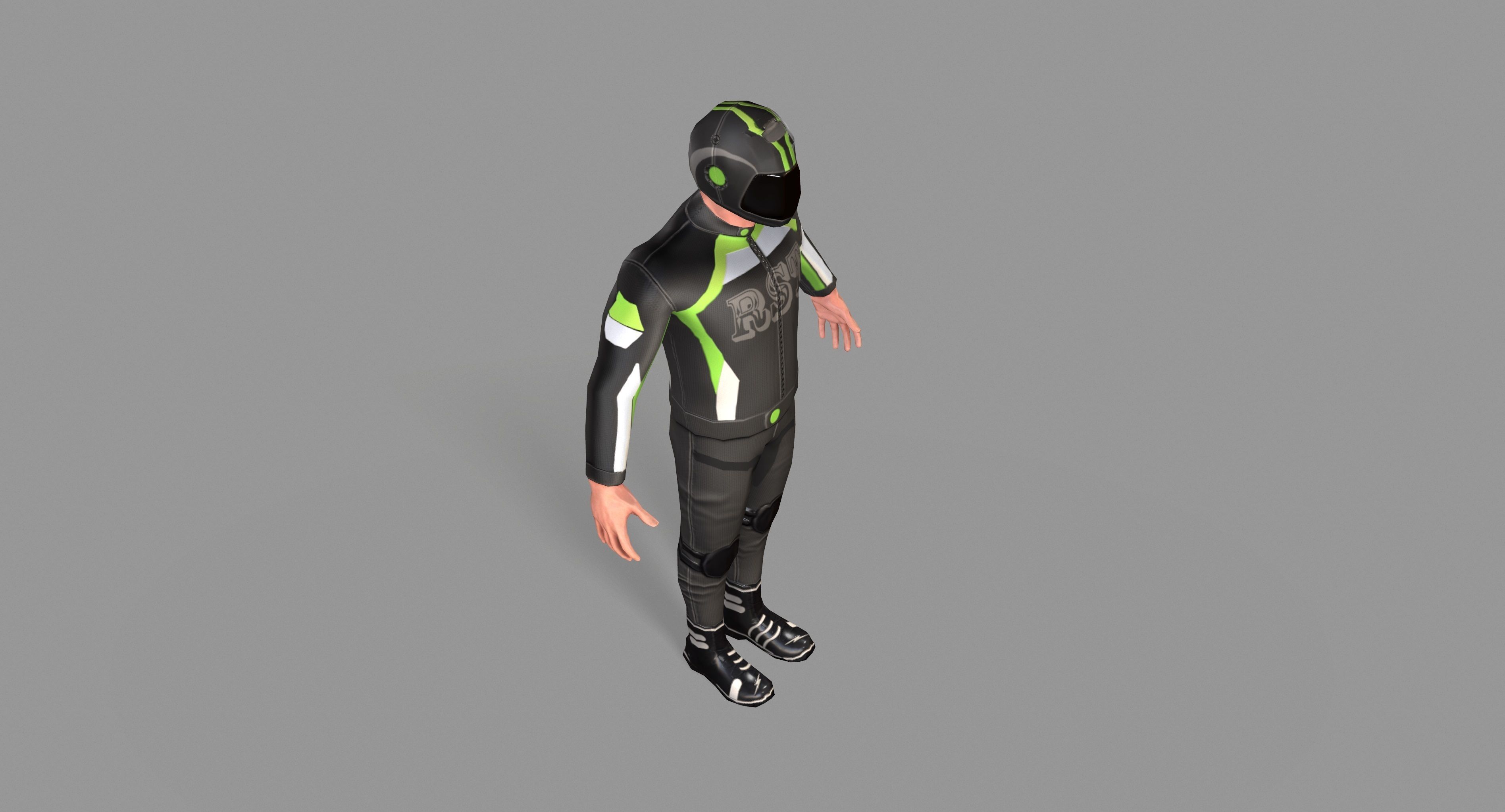 Biker boy  Low-poly 3D model_17