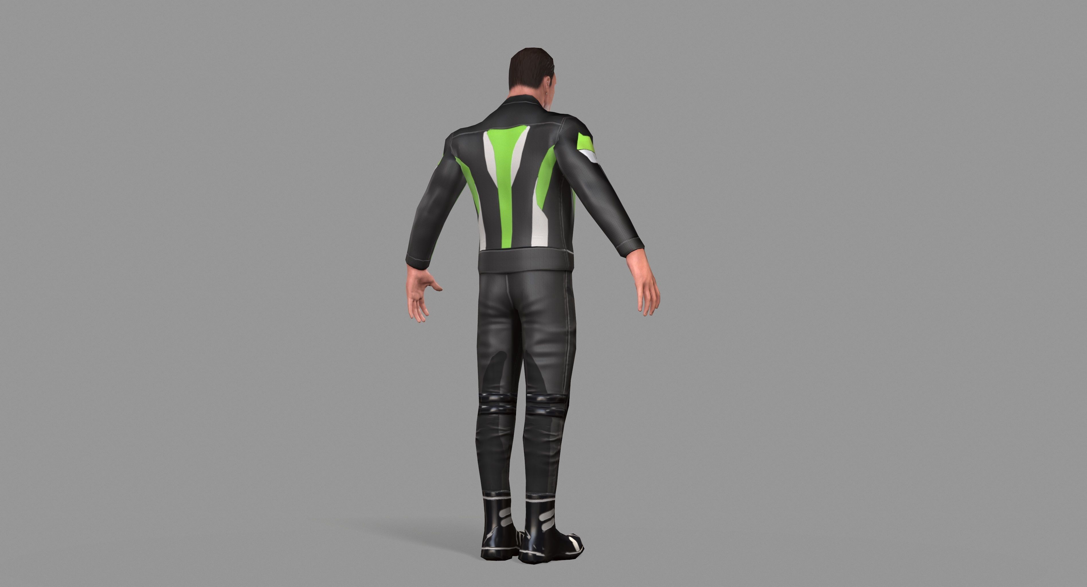 Biker boy  Low-poly 3D model_40