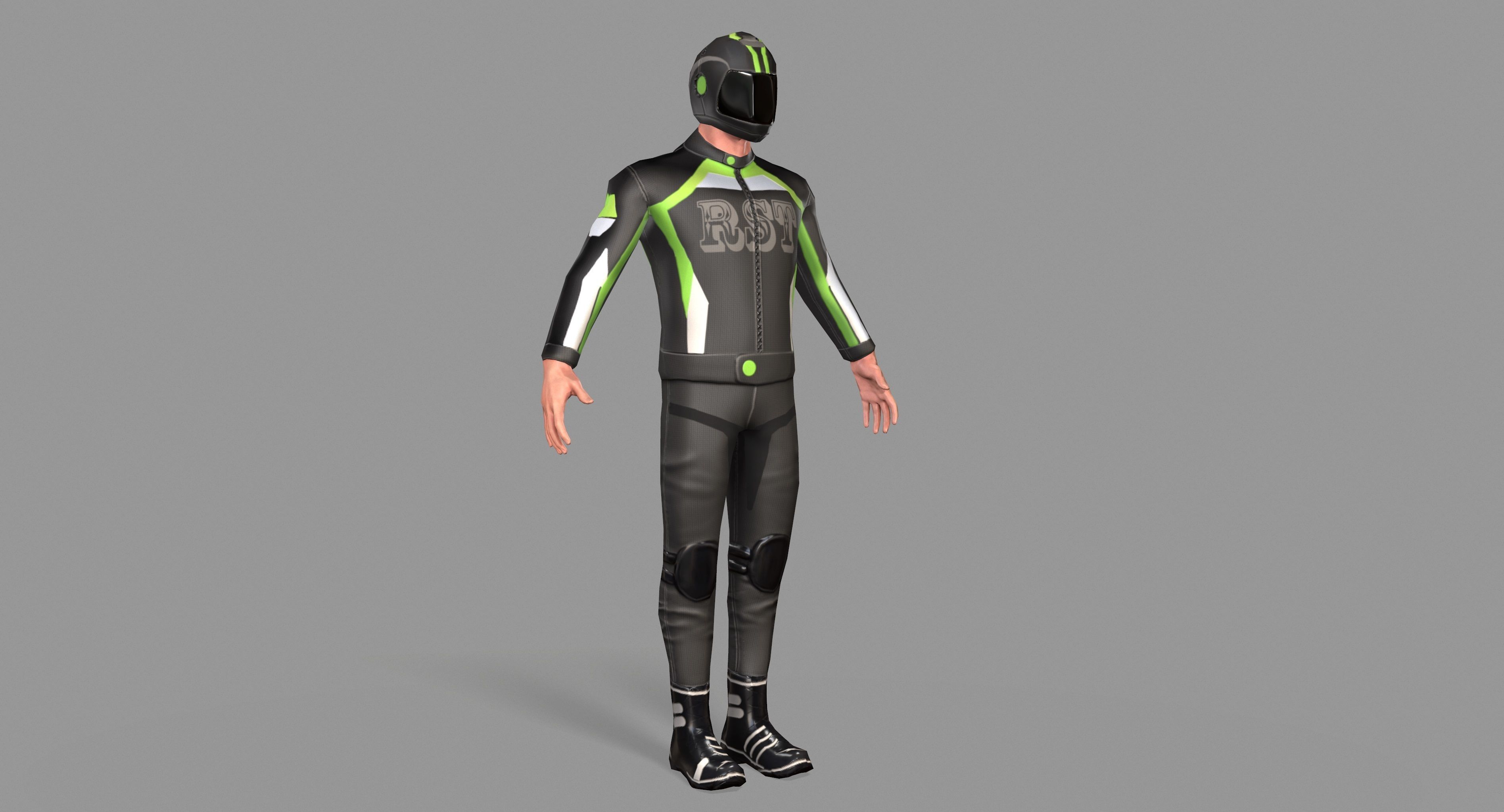 Biker boy  Low-poly 3D model_1