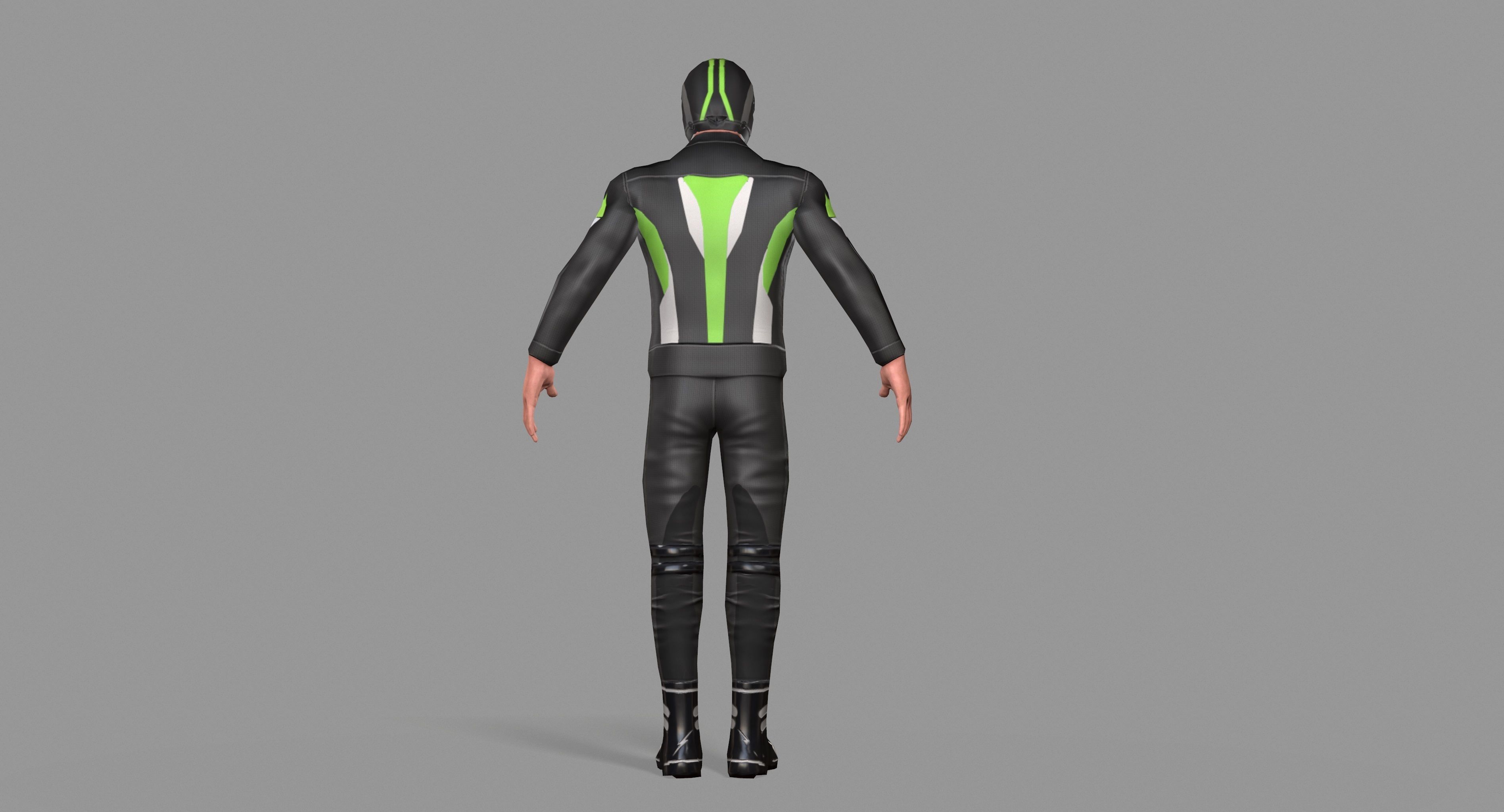 Biker boy  Low-poly 3D model_34