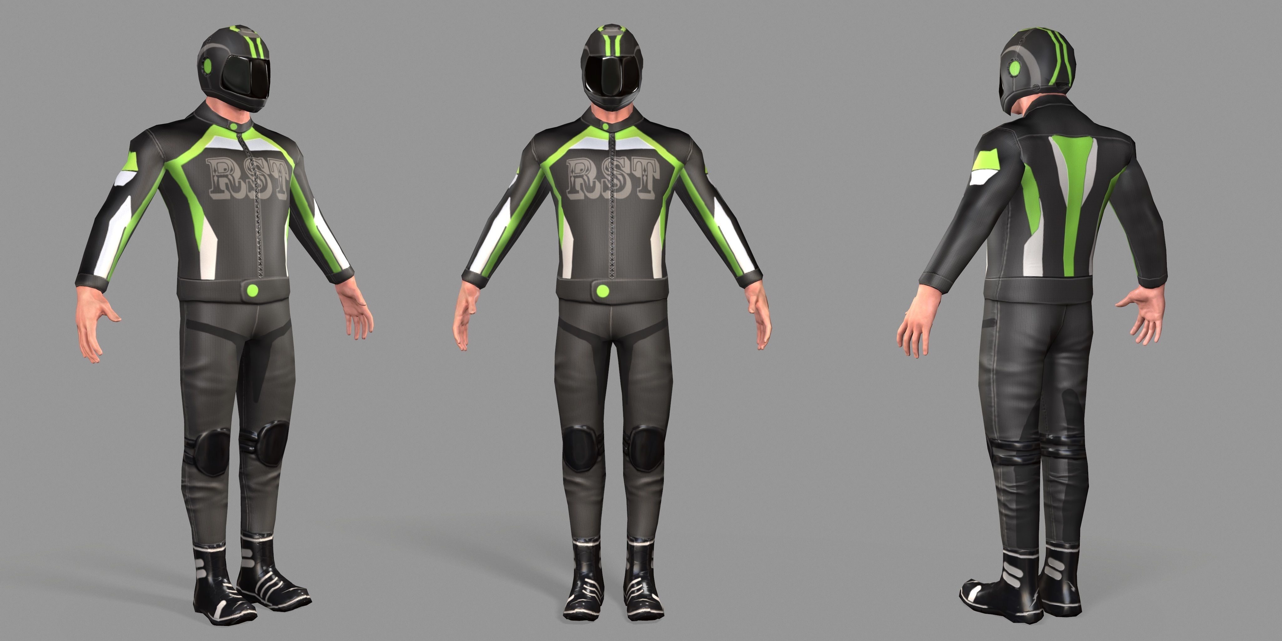 Biker boy  Low-poly 3D model_44