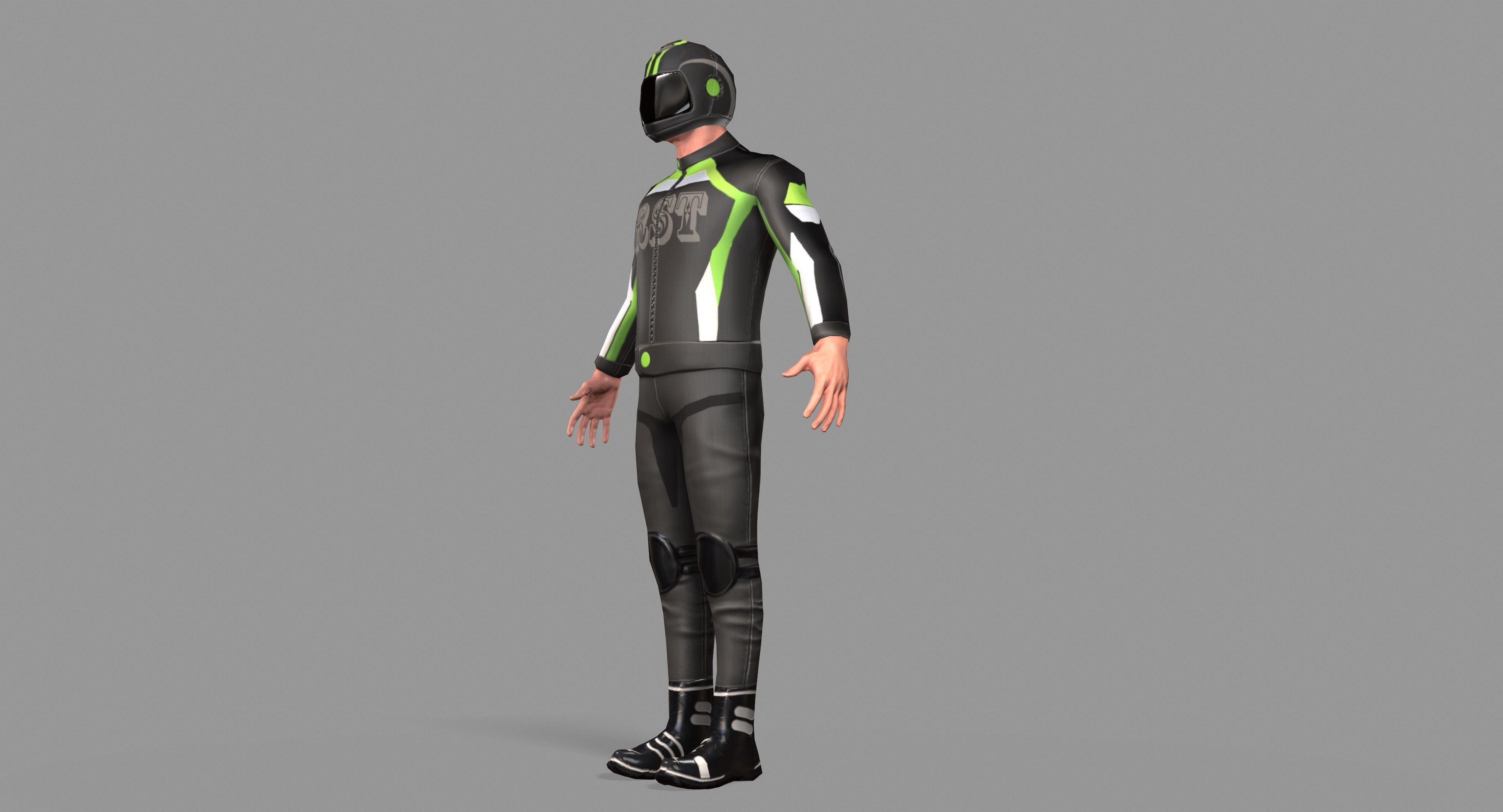 Biker boy  Low-poly 3D model_36