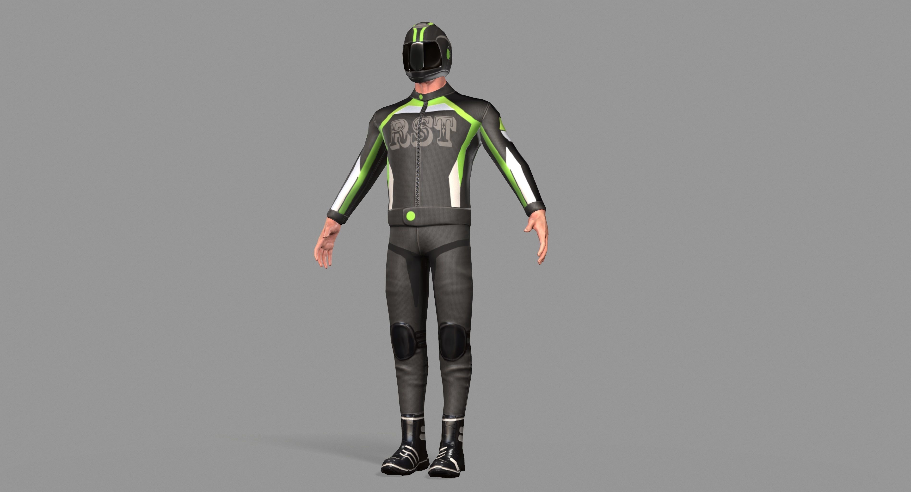 Biker boy  Low-poly 3D model_30
