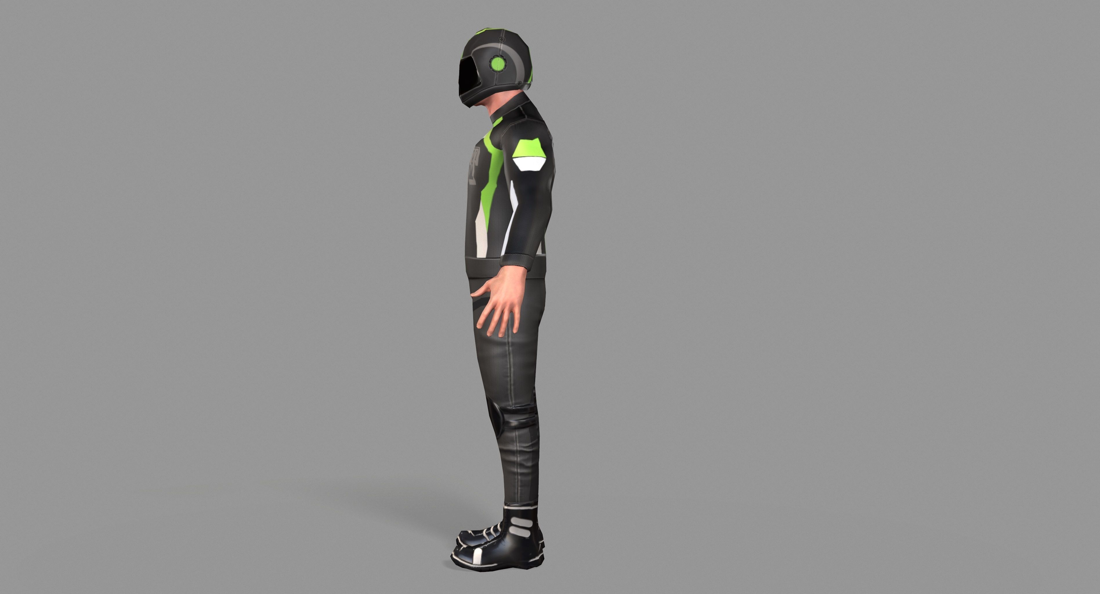 Biker boy  Low-poly 3D model_6