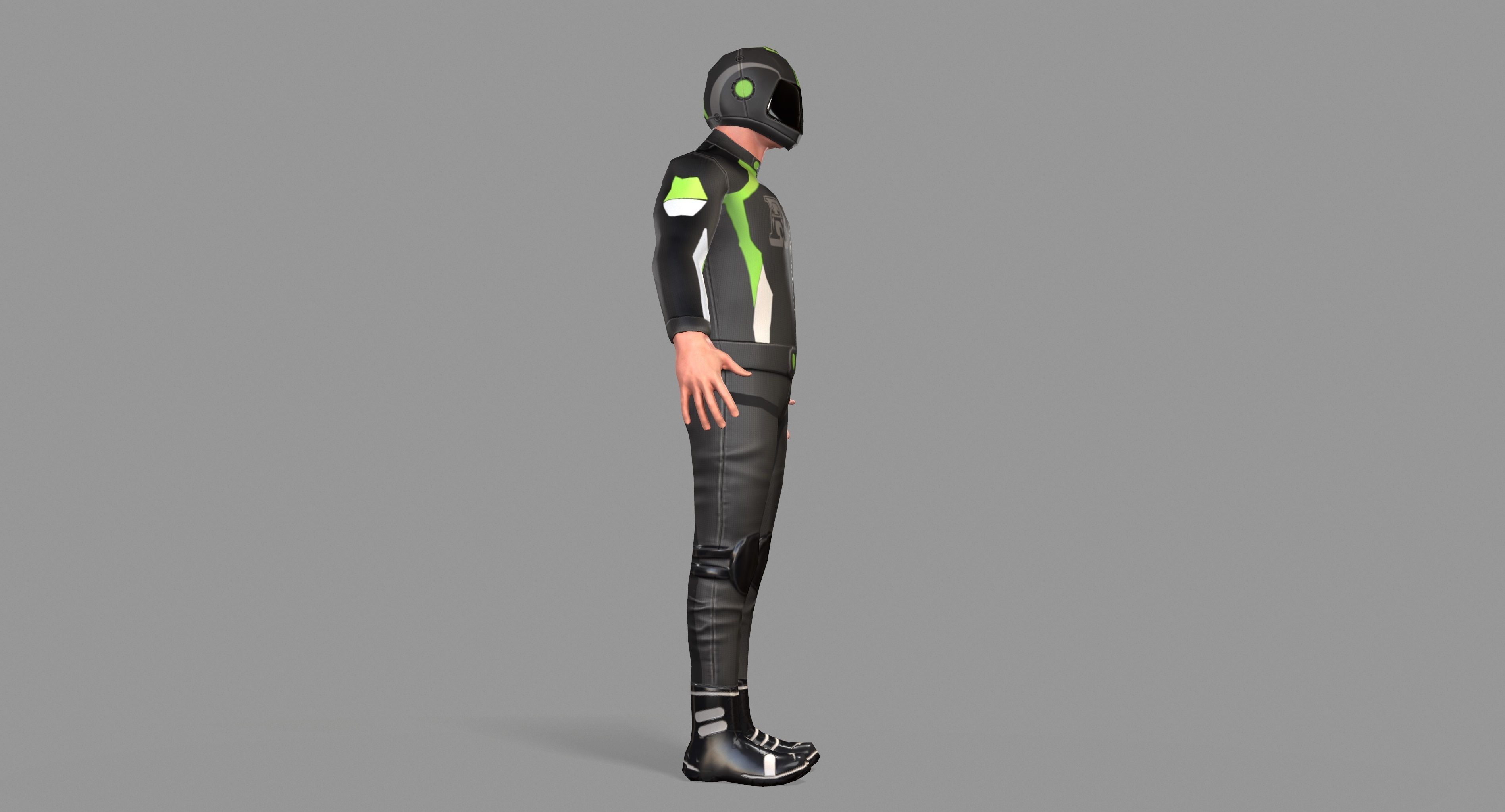 Biker boy  Low-poly 3D model_32