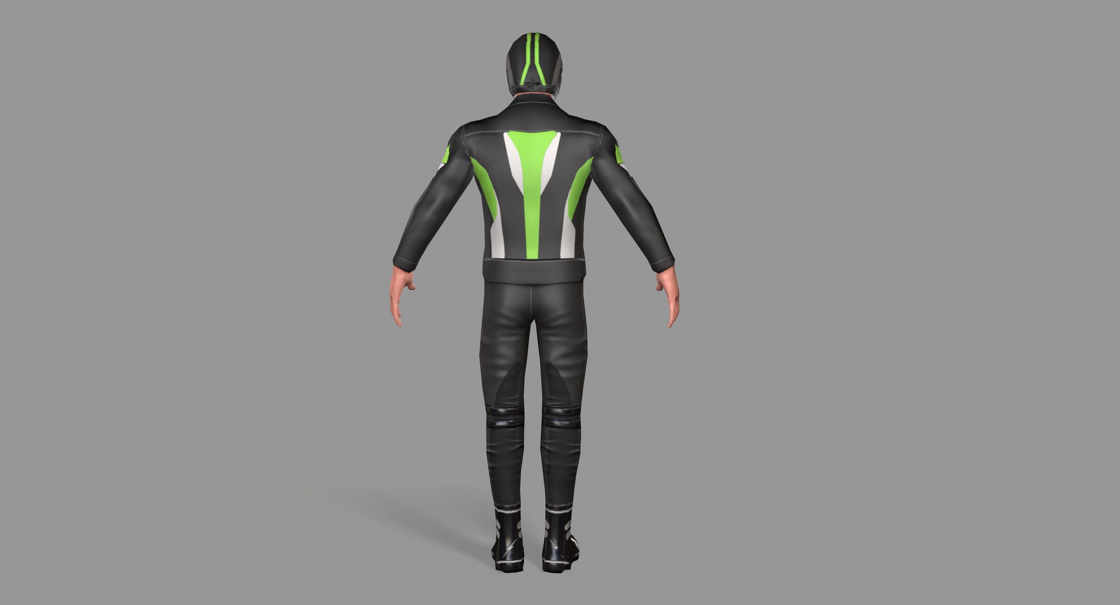 Biker boy  Low-poly 3D model_4