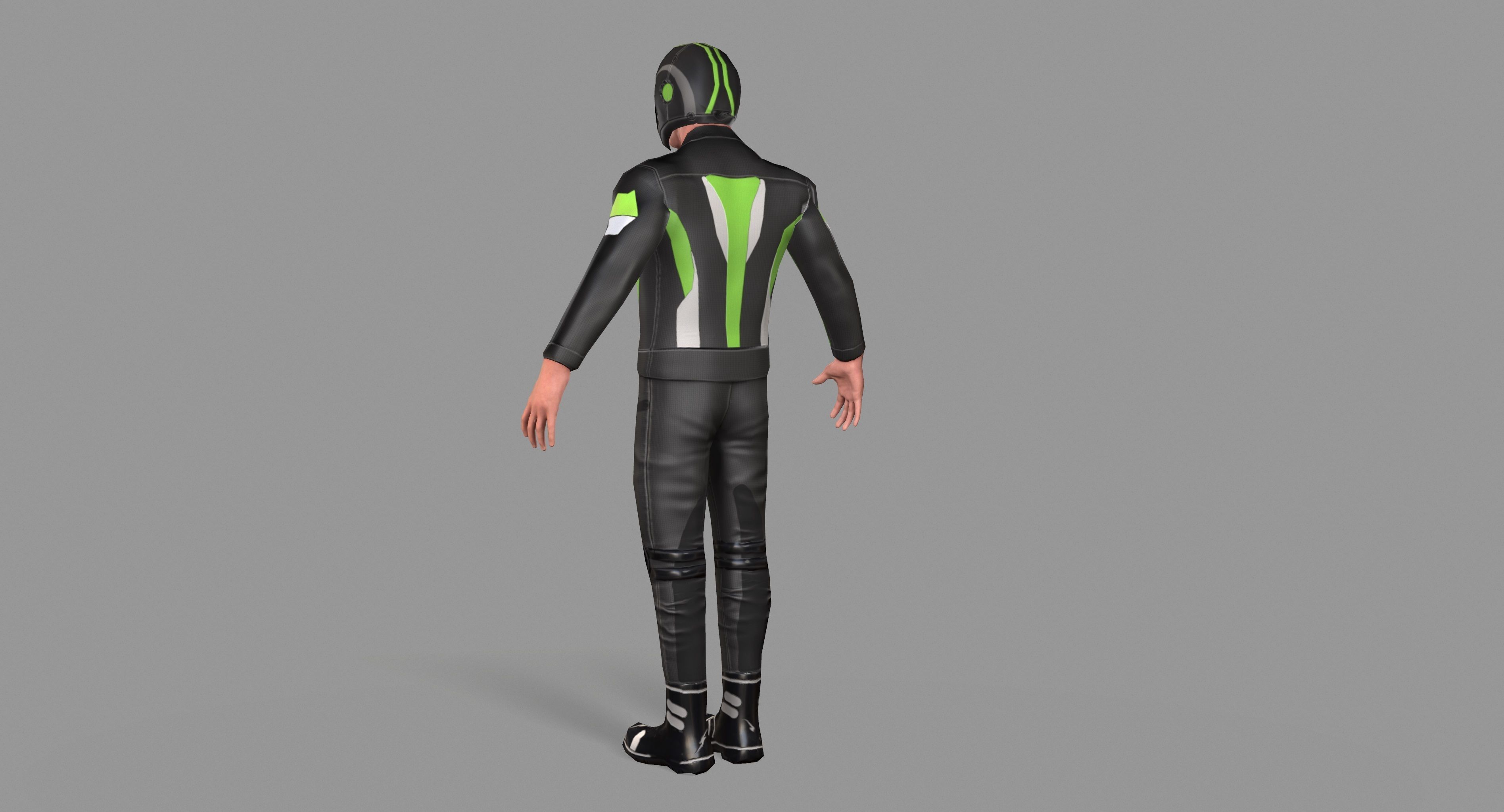 Biker boy  Low-poly 3D model_5