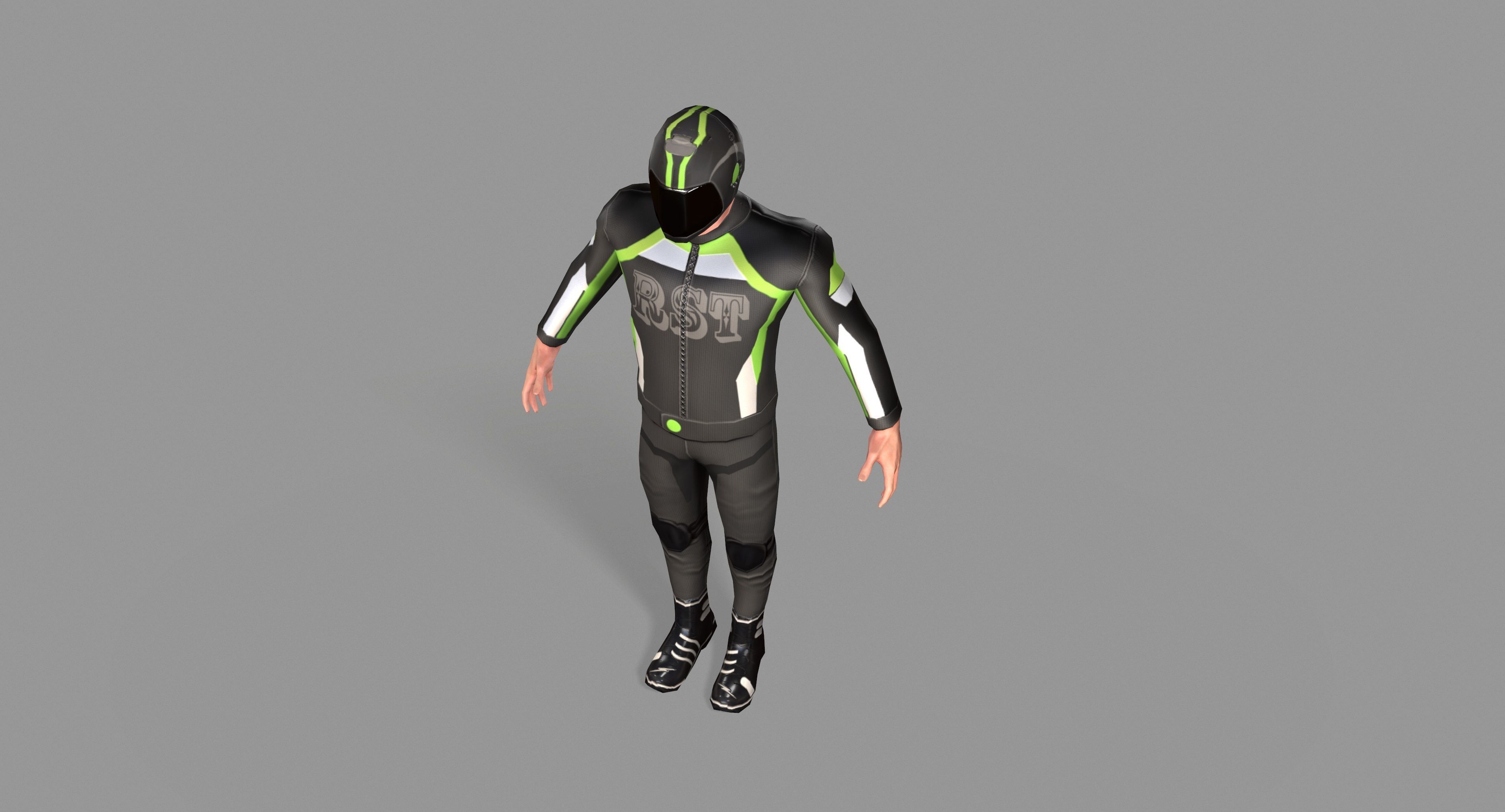 Biker boy  Low-poly 3D model_23