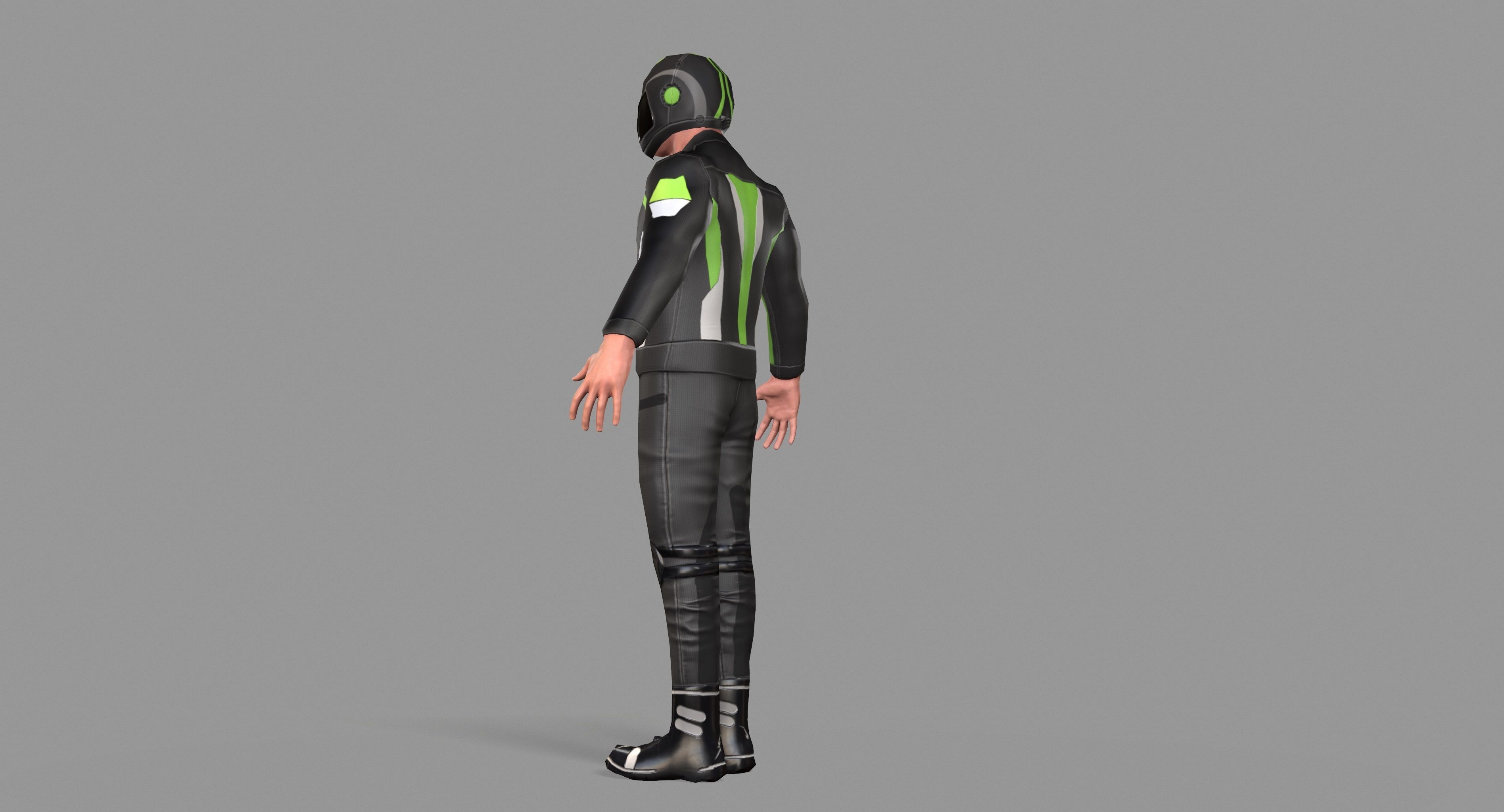 Biker boy  Low-poly 3D model_35