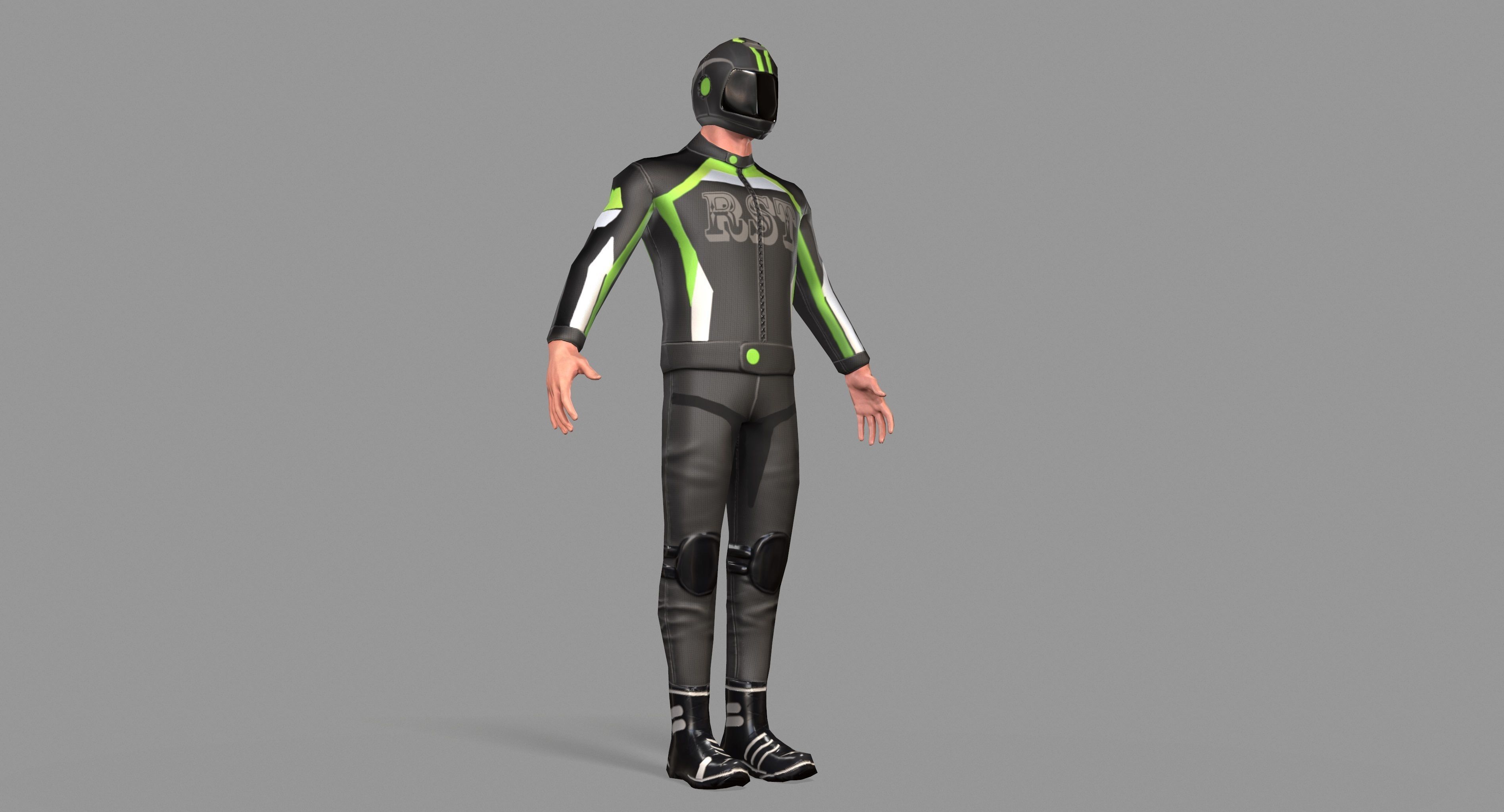 Biker boy  Low-poly 3D model_31