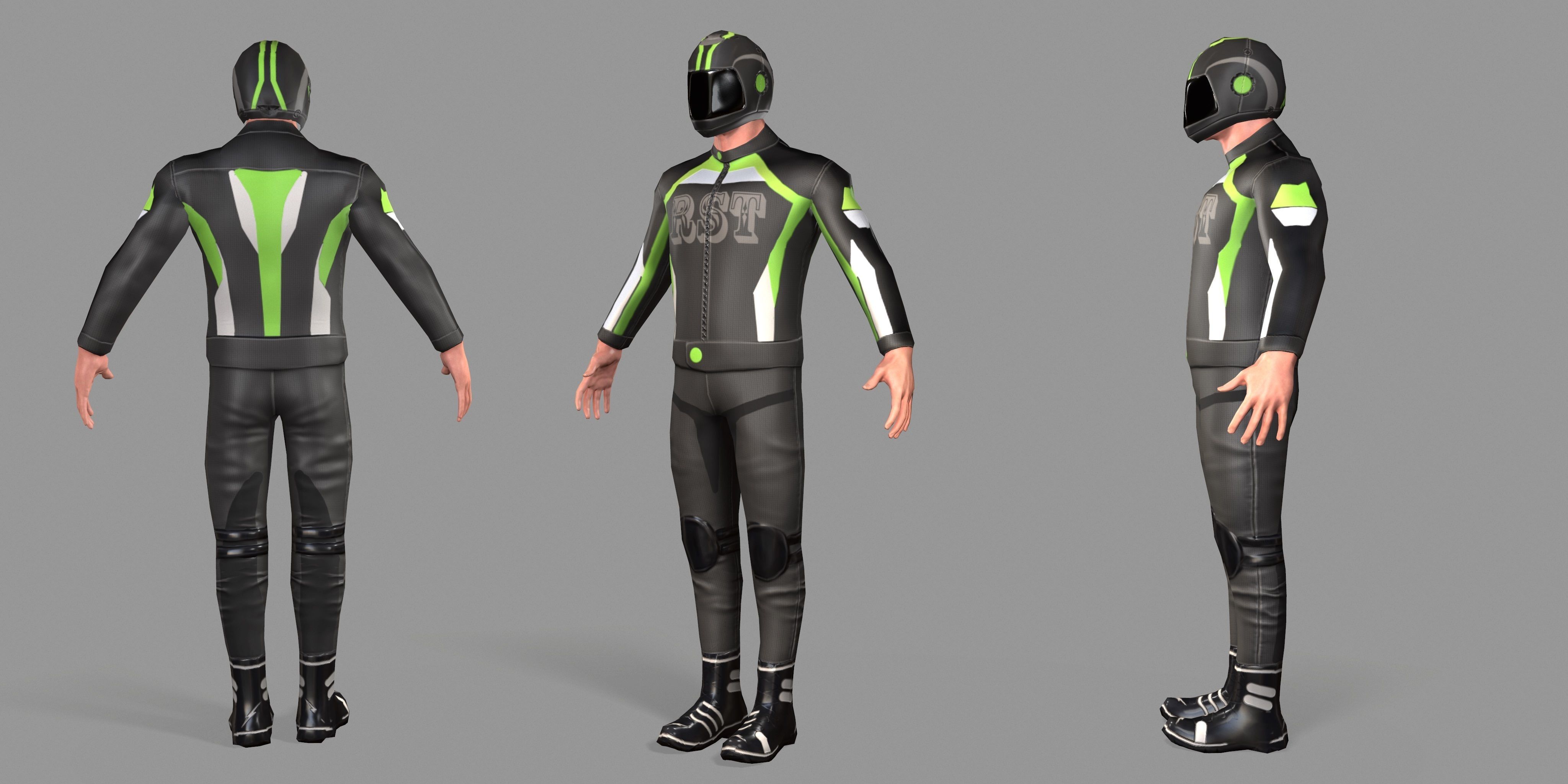 Biker boy  Low-poly 3D model_45
