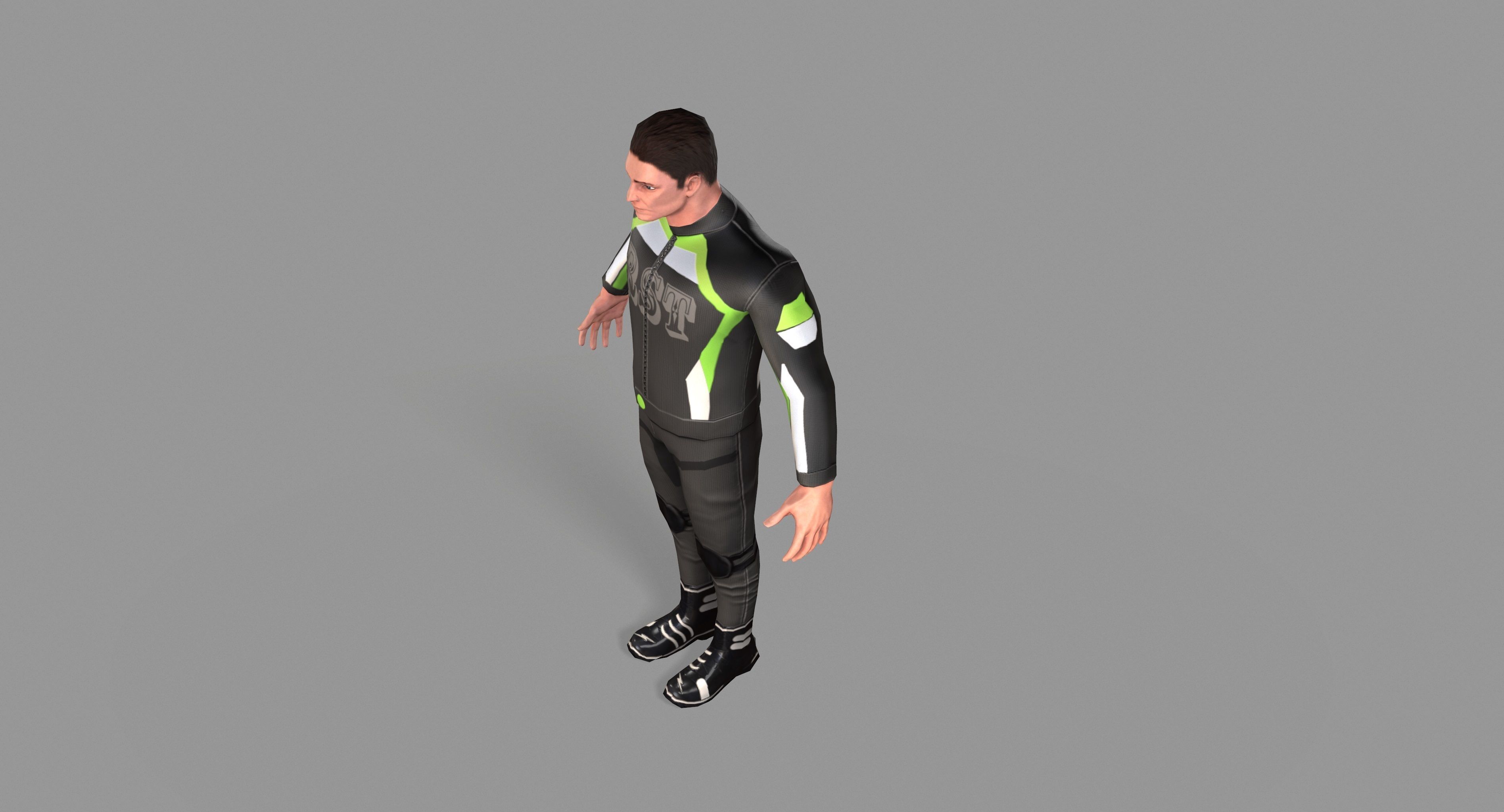 Biker boy  Low-poly 3D model_29