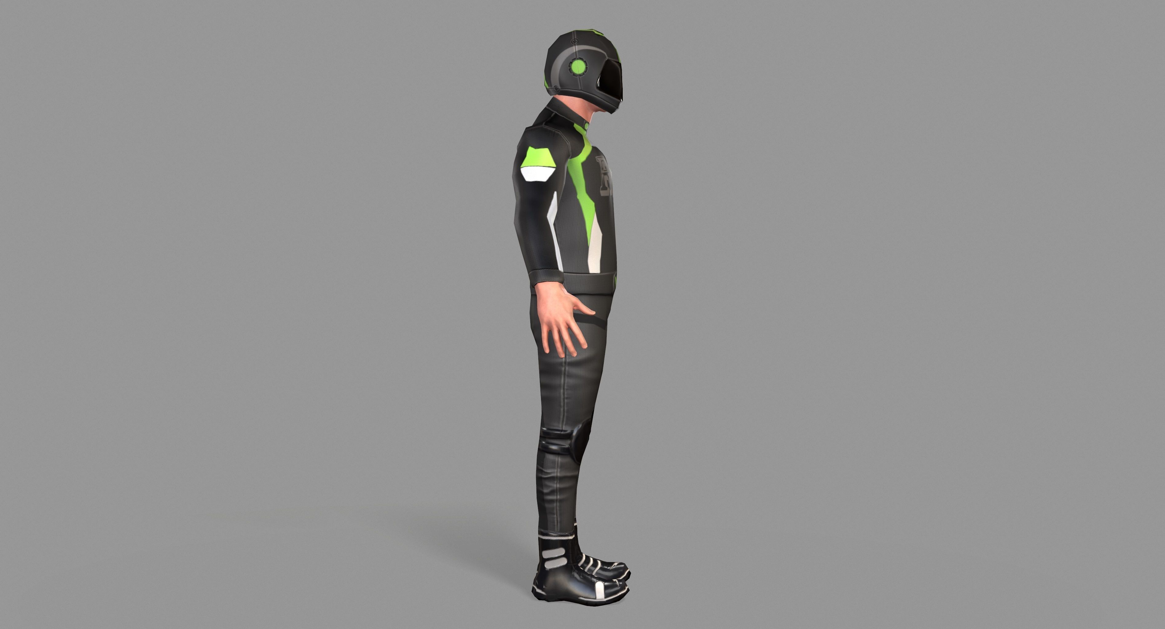 Biker boy  Low-poly 3D model_2