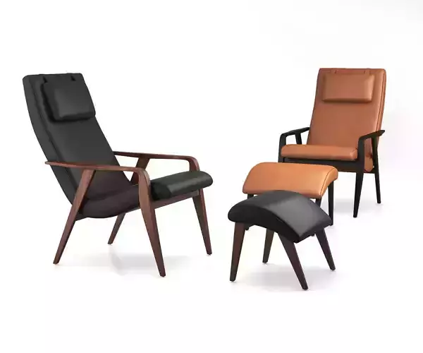 Contour Mid-Century Leather Chair by West Elm 3D model