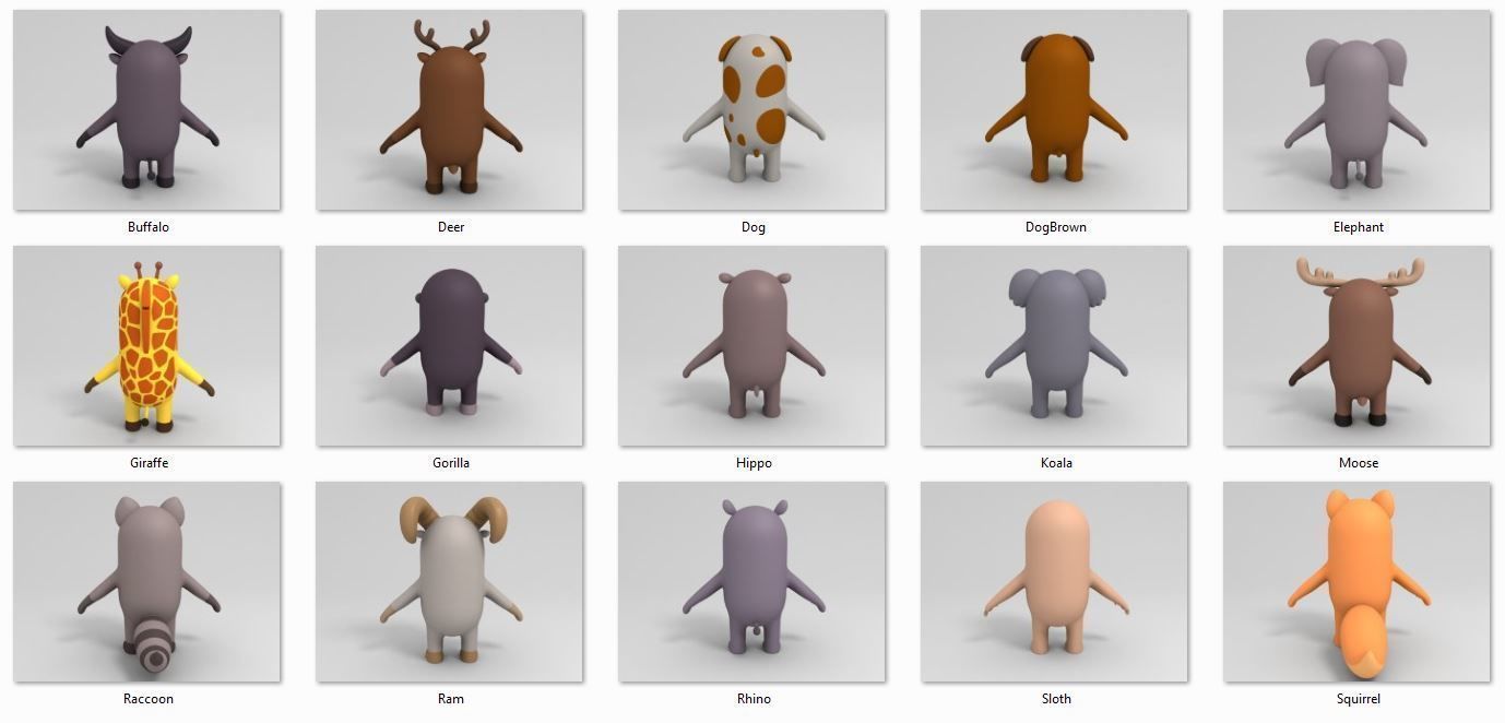 Cartoon Animals Model Pack 2 3D model_17