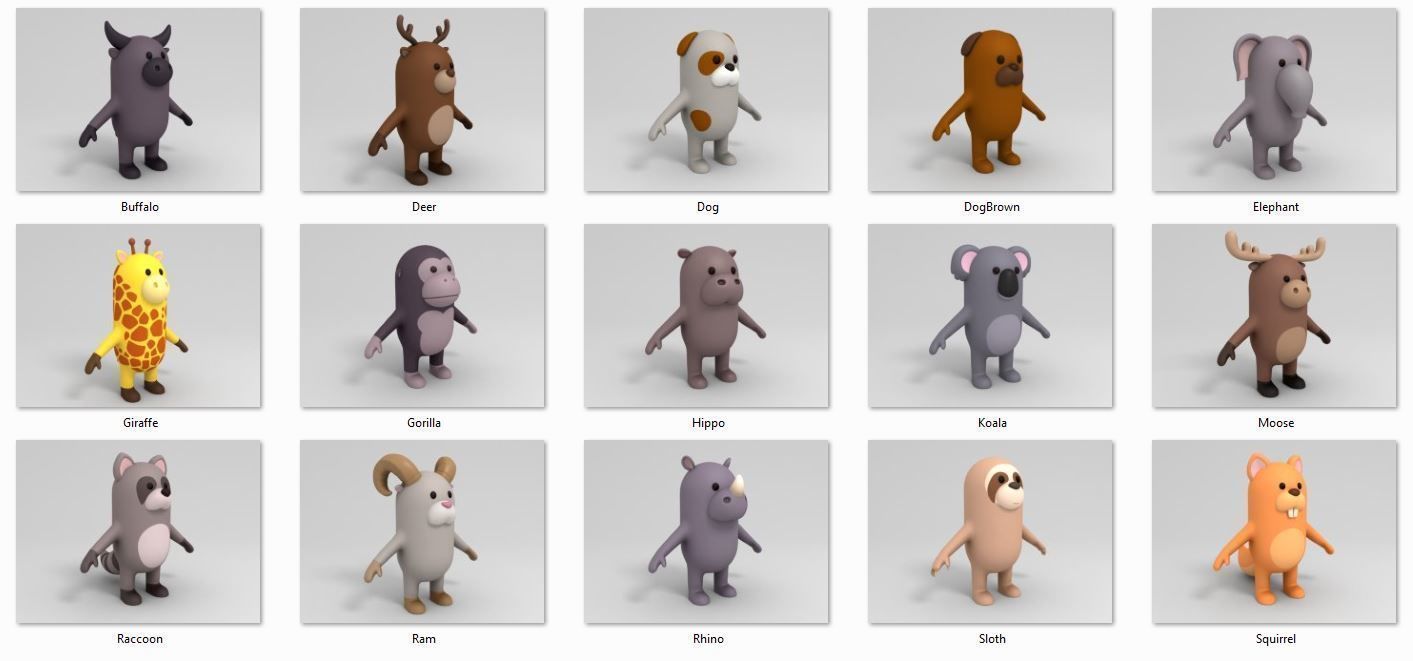 Cartoon Animals Model Pack 2 3D model_16