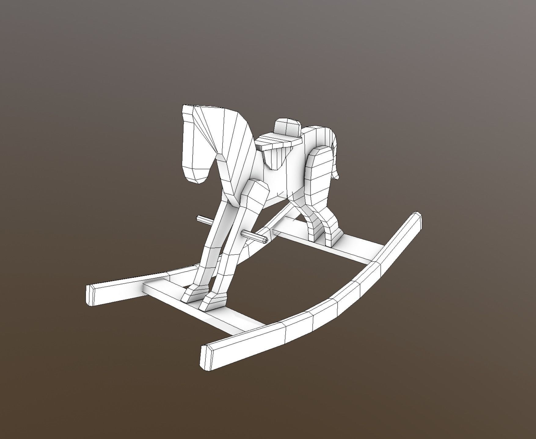 Low Poly Rocking Horse Low-poly 3D model_3