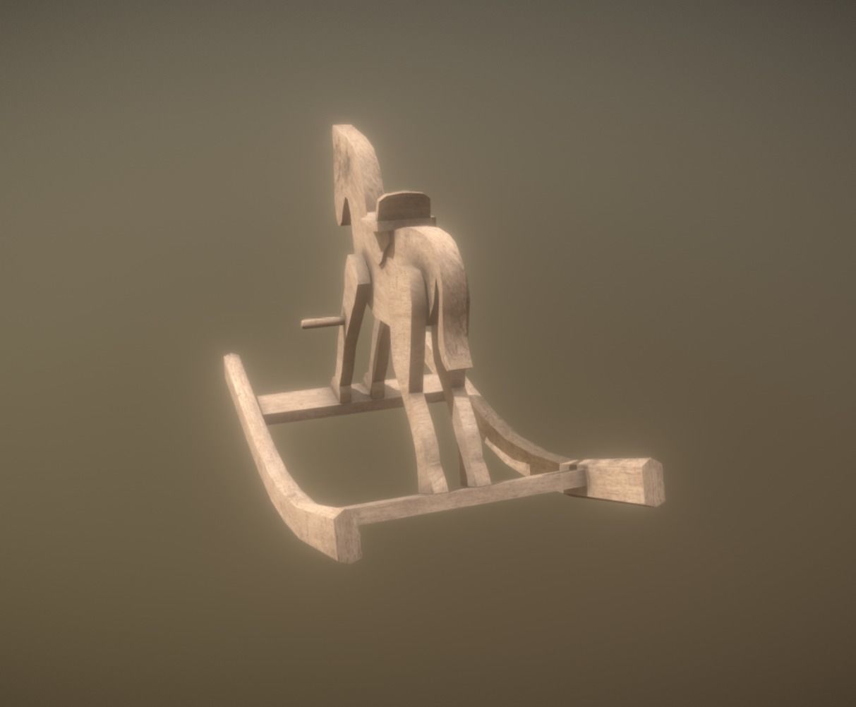 Low Poly Rocking Horse Low-poly 3D model_2