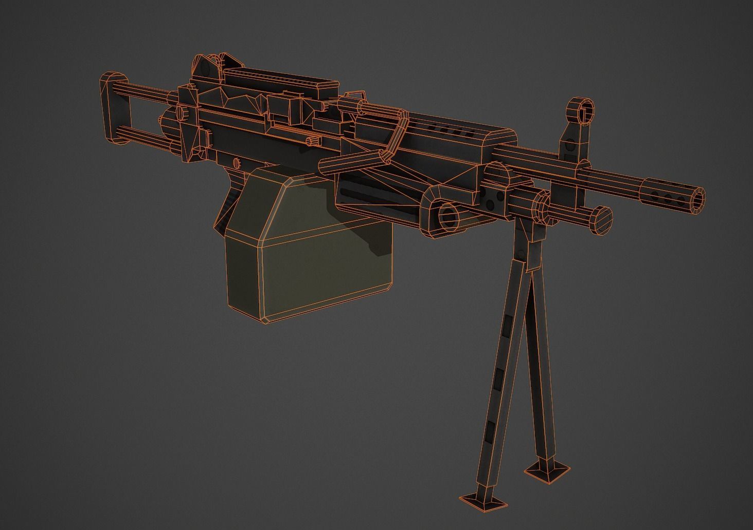 M249 Low Poly machine gun Low-poly 3D model_8