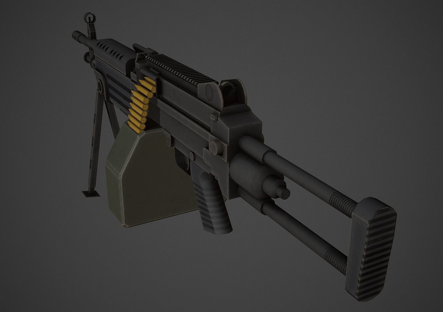 M249 Low Poly machine gun Low-poly 3D model_5