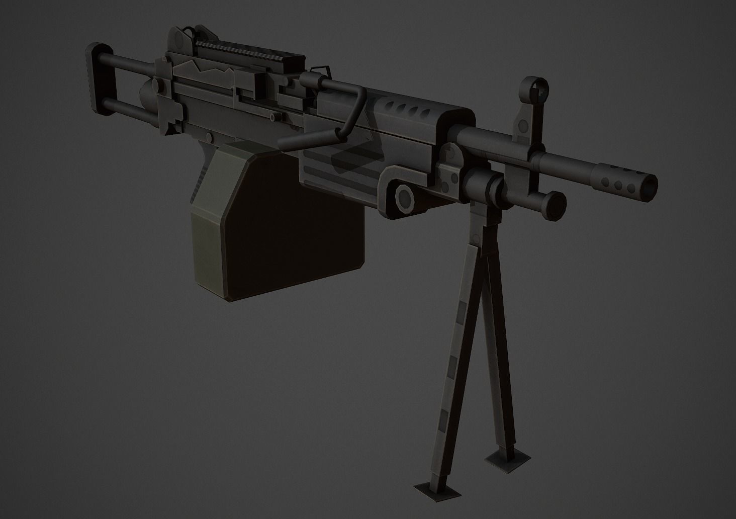 M249 Low Poly machine gun Low-poly 3D model_4