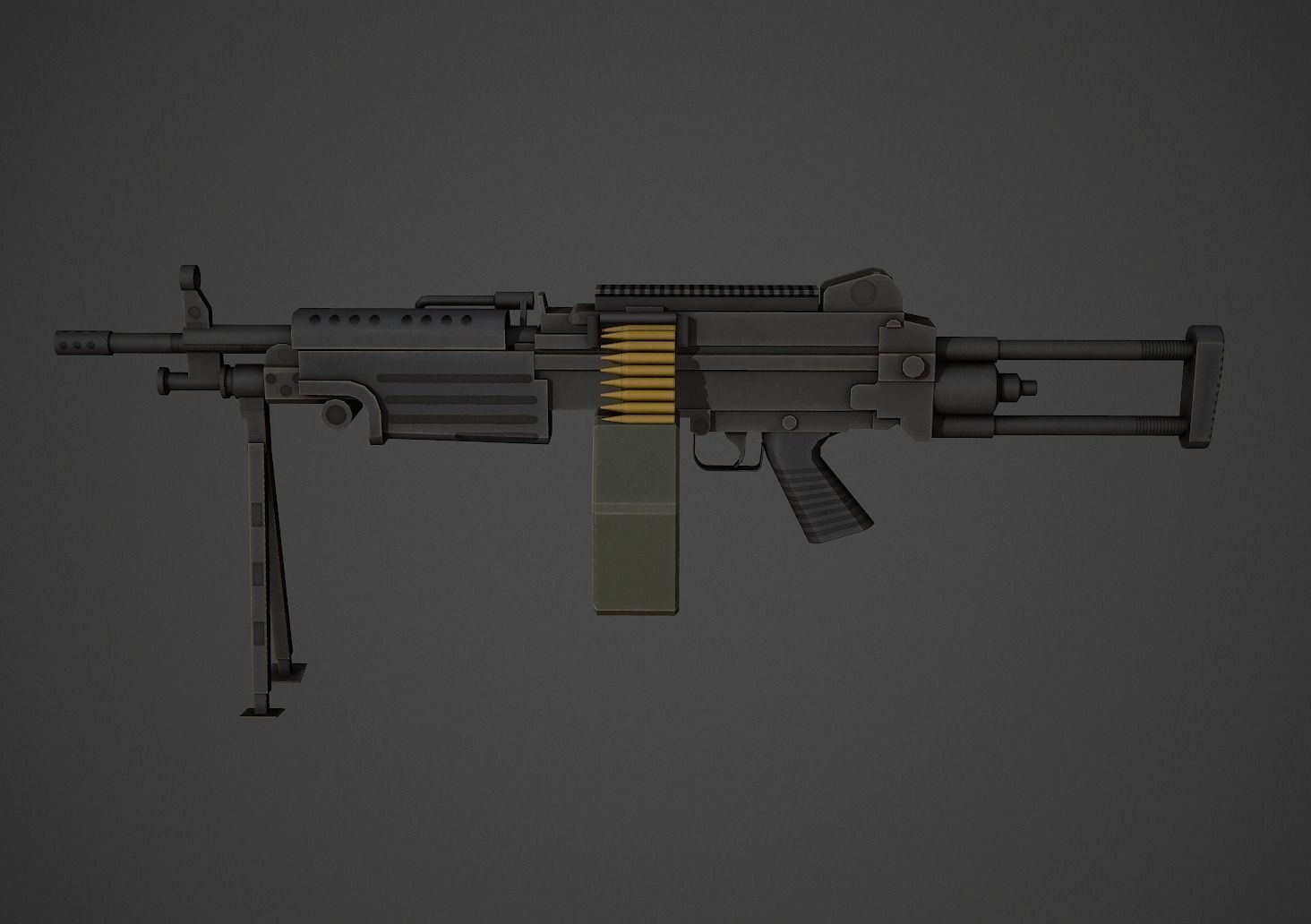 M249 Low Poly machine gun Low-poly 3D model_1