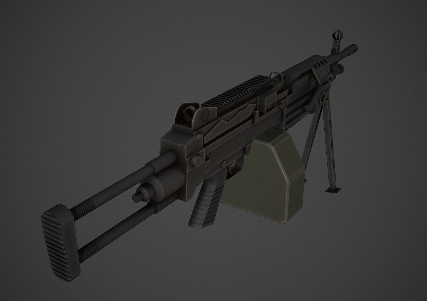 M249 Low Poly machine gun Low-poly 3D model_2