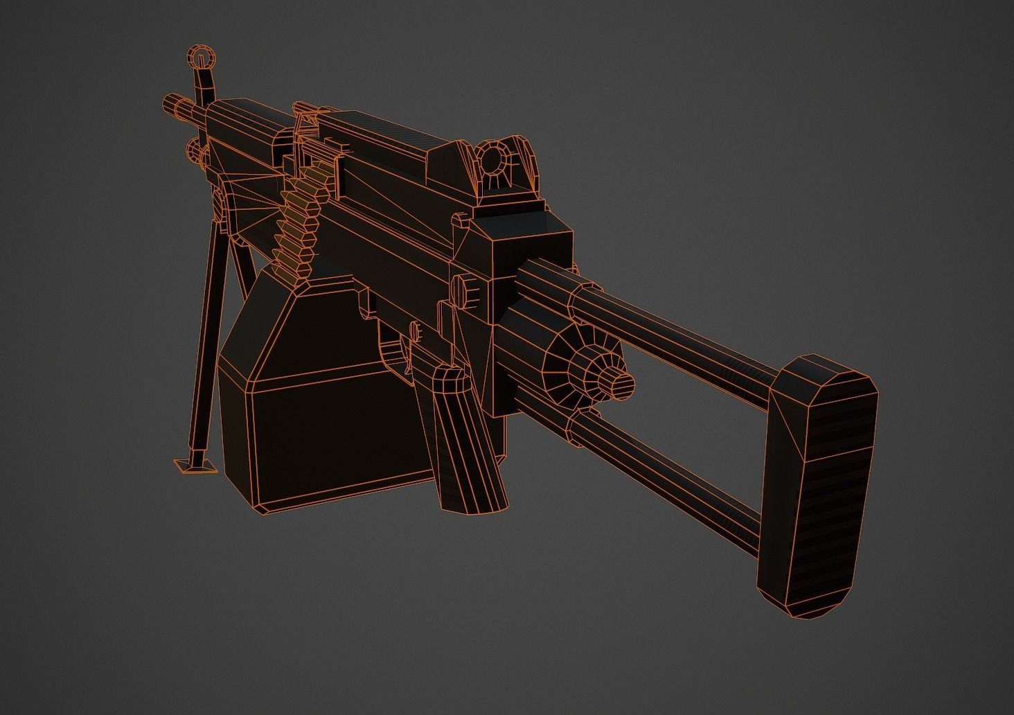 M249 Low Poly machine gun Low-poly 3D model_6