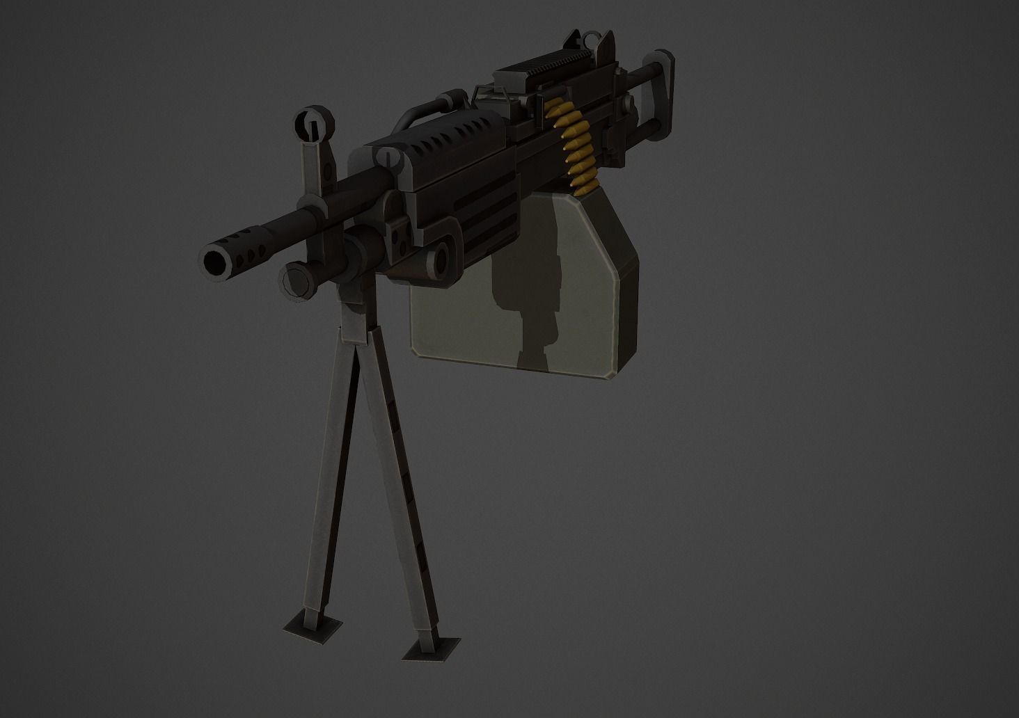 M249 Low Poly machine gun Low-poly 3D model_3