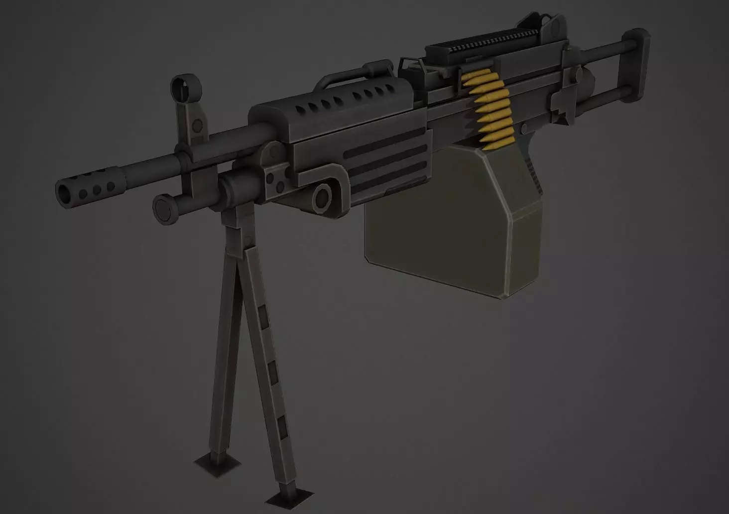 M249 Low Poly machine gun Low-poly 3D model_0