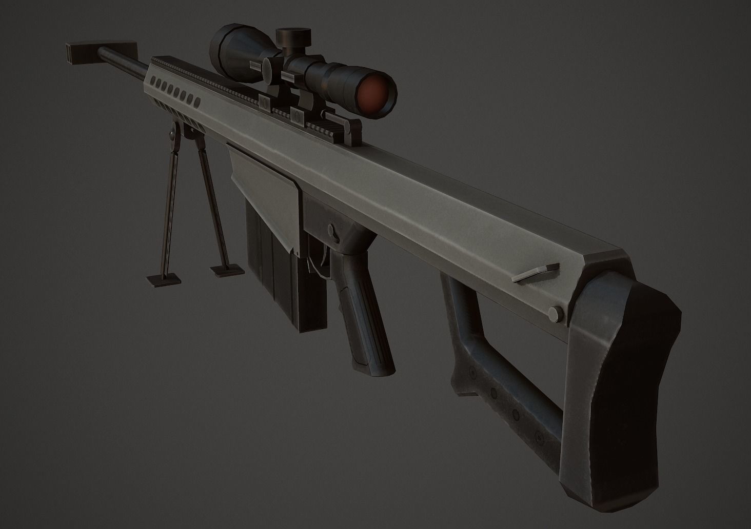 Barrett M107 Low Poly Low-poly 3D model_2
