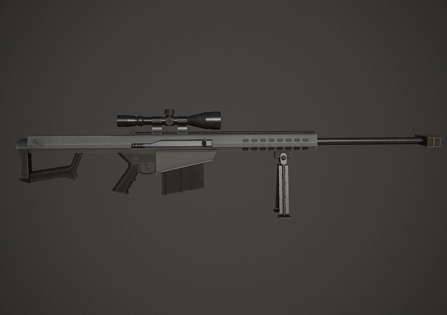 Barrett M107 Low Poly Low-poly 3D model_4
