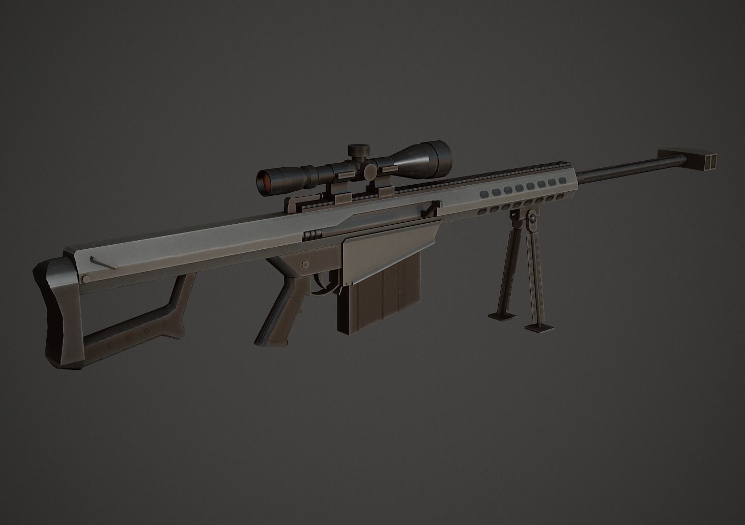 Barrett M107 Low Poly Low-poly 3D model_3
