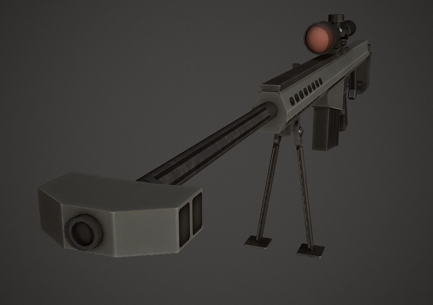 Barrett M107 Low Poly Low-poly 3D model_5