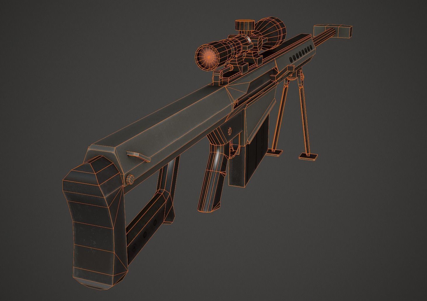Barrett M107 Low Poly Low-poly 3D model_7