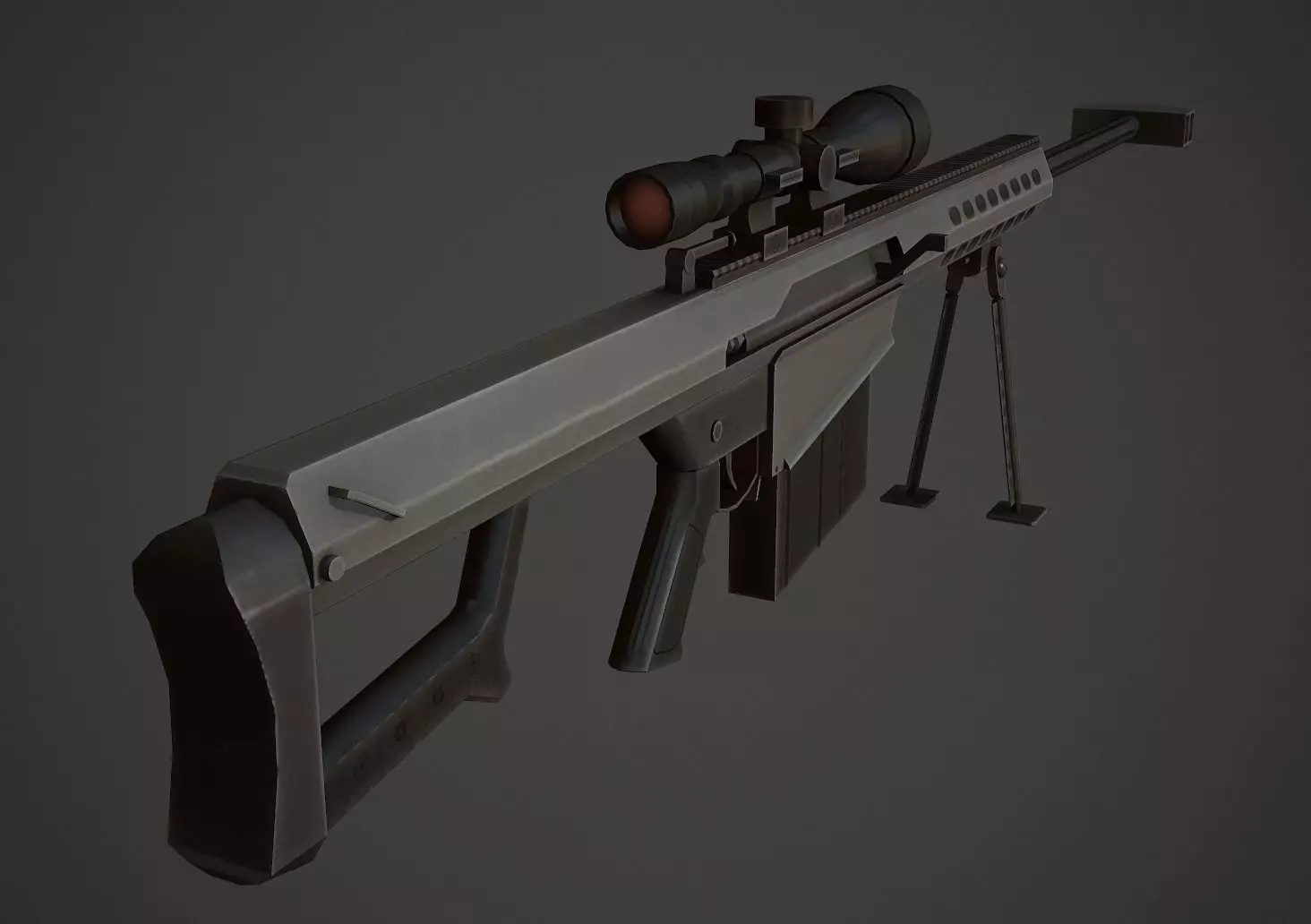 Barrett M107 Low Poly Low-poly 3D model_0