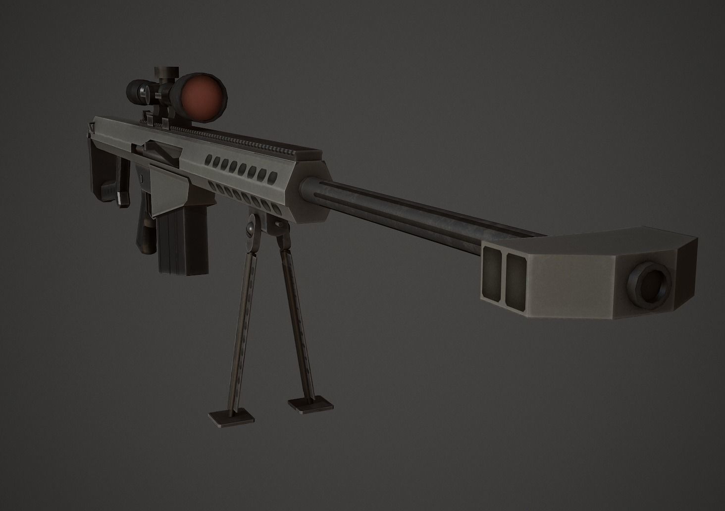 Barrett M107 Low Poly Low-poly 3D model_1