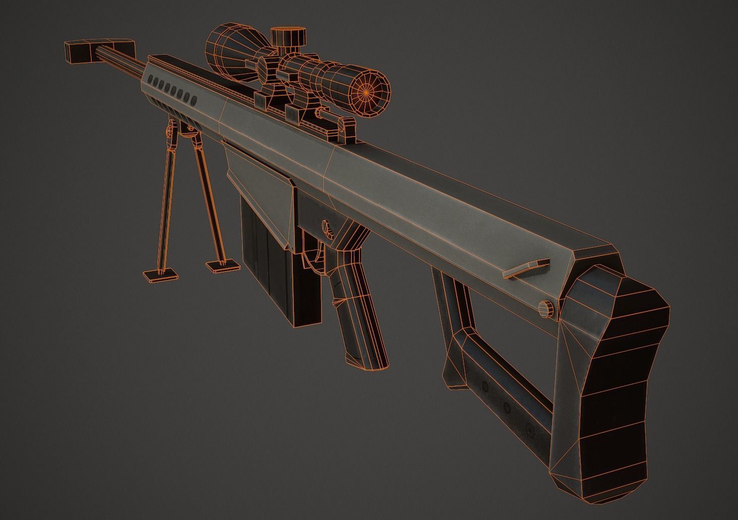Barrett M107 Low Poly Low-poly 3D model_8