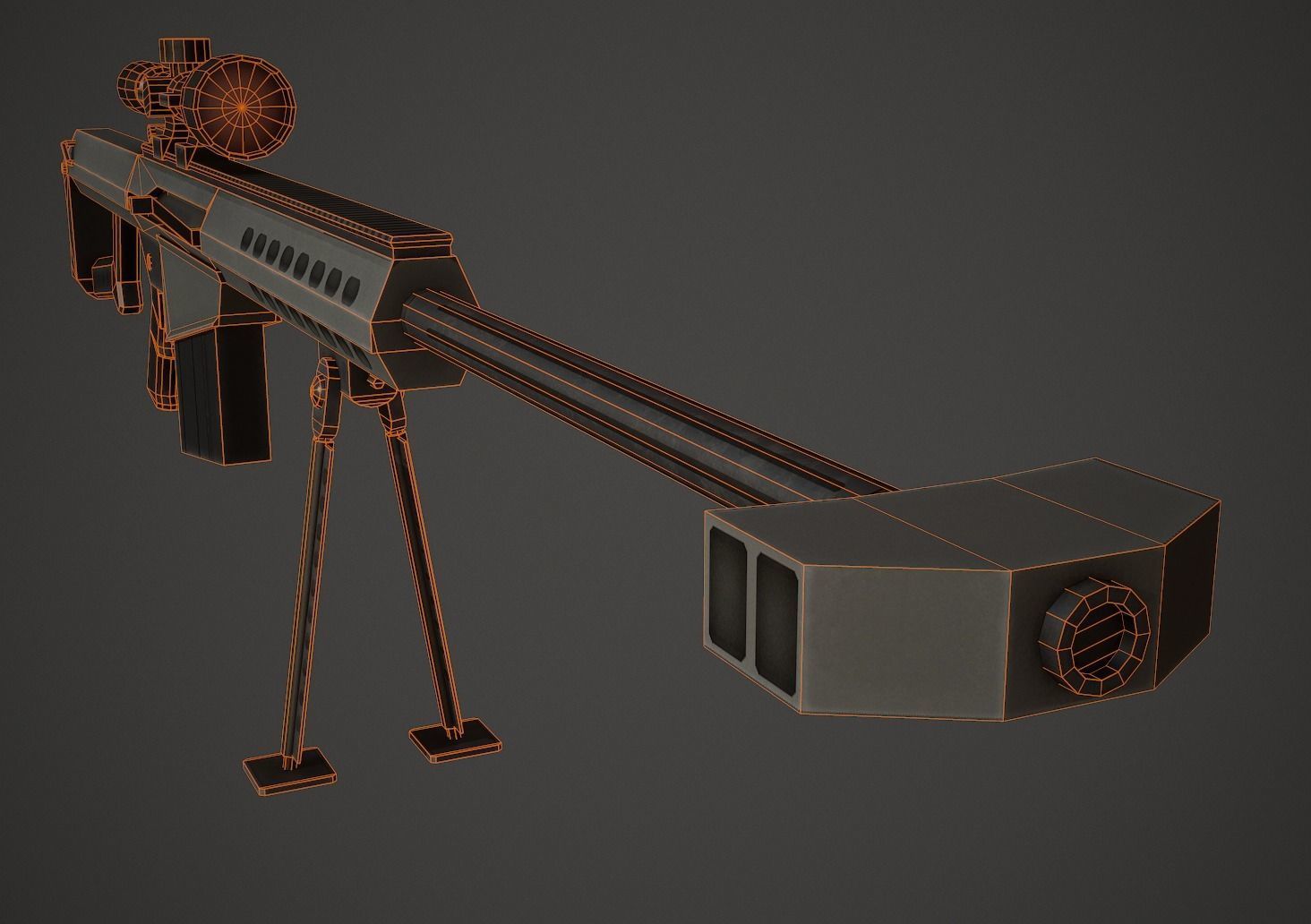 Barrett M107 Low Poly Low-poly 3D model_6