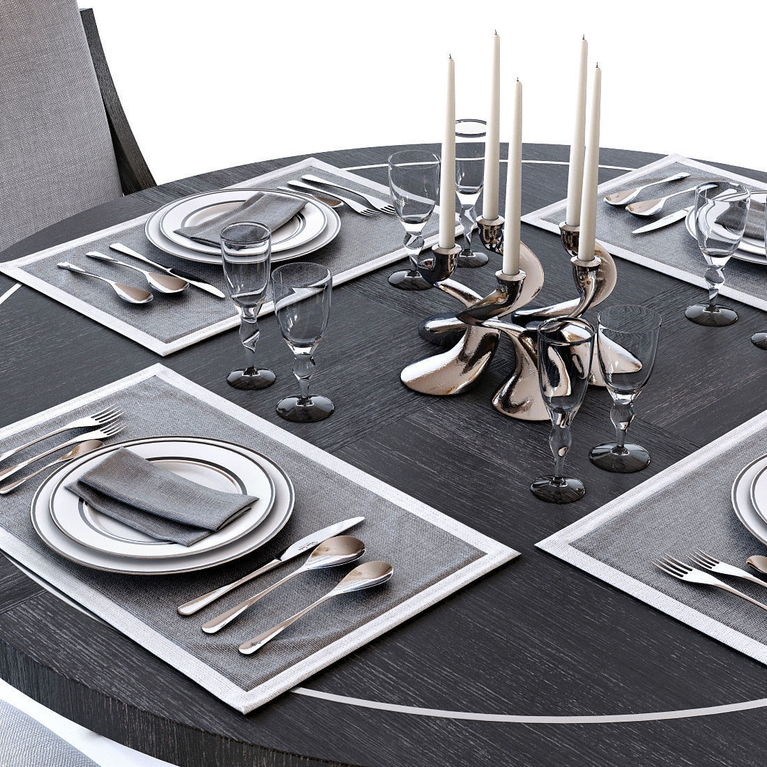 Bernhardt Decorage Dining Set 3D model_1