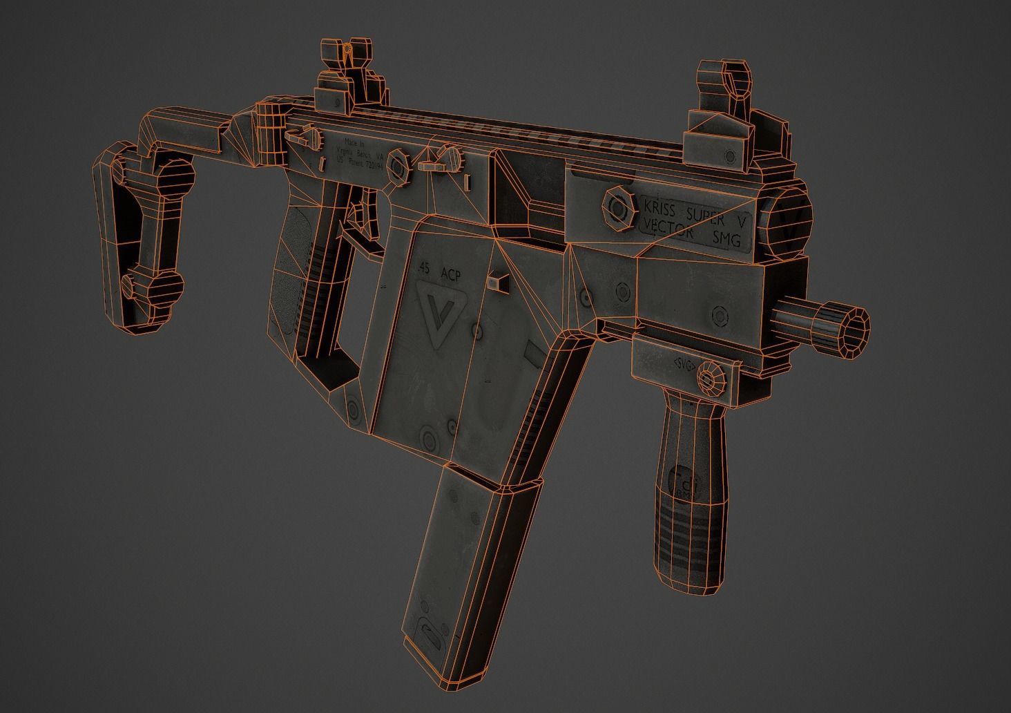 KRISS Vector Low Poly Low-poly 3D model_9