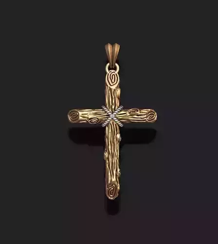 cross pendant with wood texture  