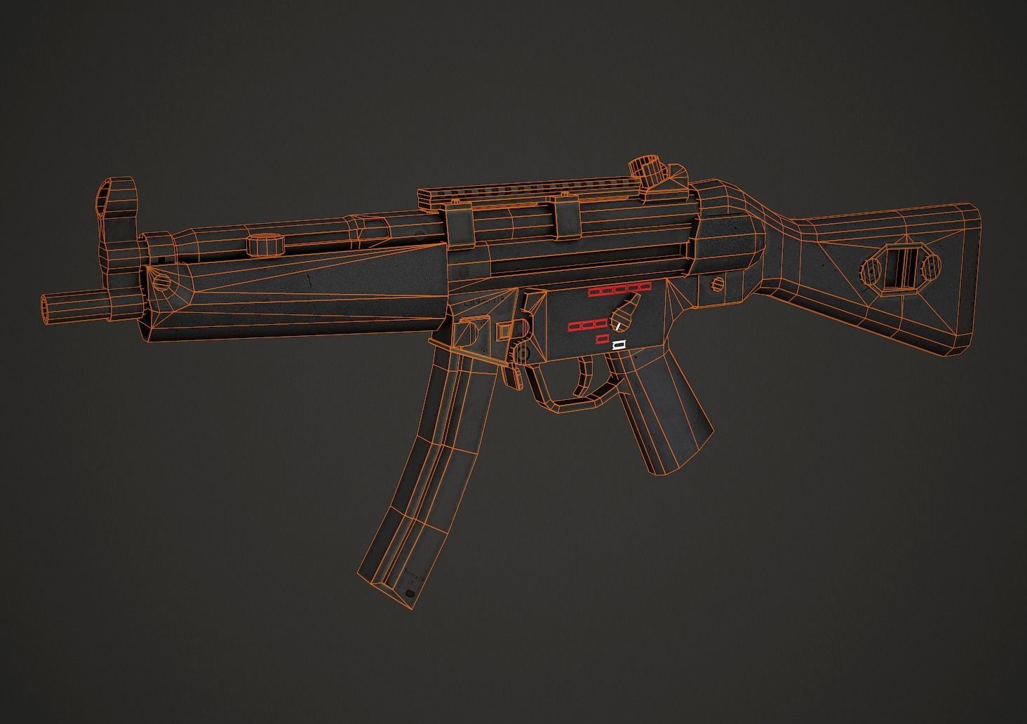 HK Mp5 Low Poly Low-poly 3D model_9