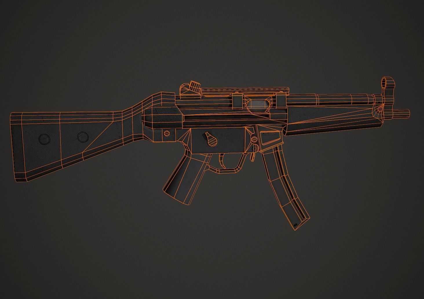 HK Mp5 Low Poly Low-poly 3D model_12