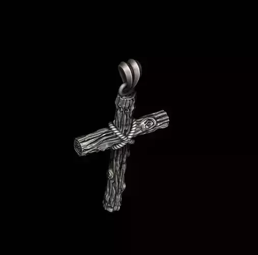cross pendant with wood texture  