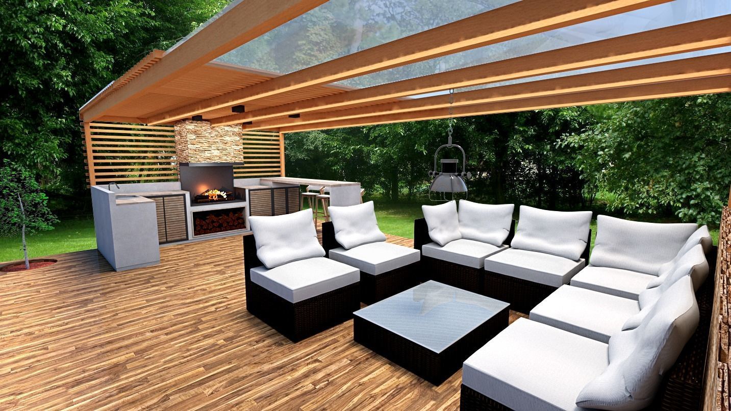 furniture outdoor kitchen lounge grill pavilion 3dmodel Low-poly 3D model_3