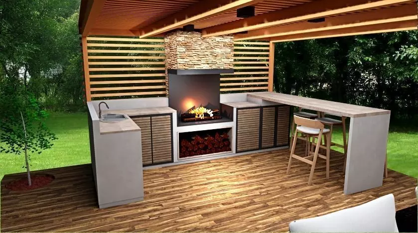 furniture outdoor kitchen lounge grill pavilion 3dmodel Low-poly 3D model_0