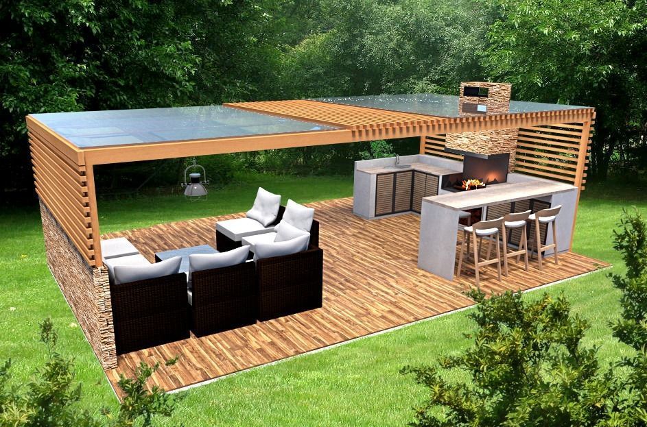 furniture outdoor kitchen lounge grill pavilion 3dmodel Low-poly 3D model_2