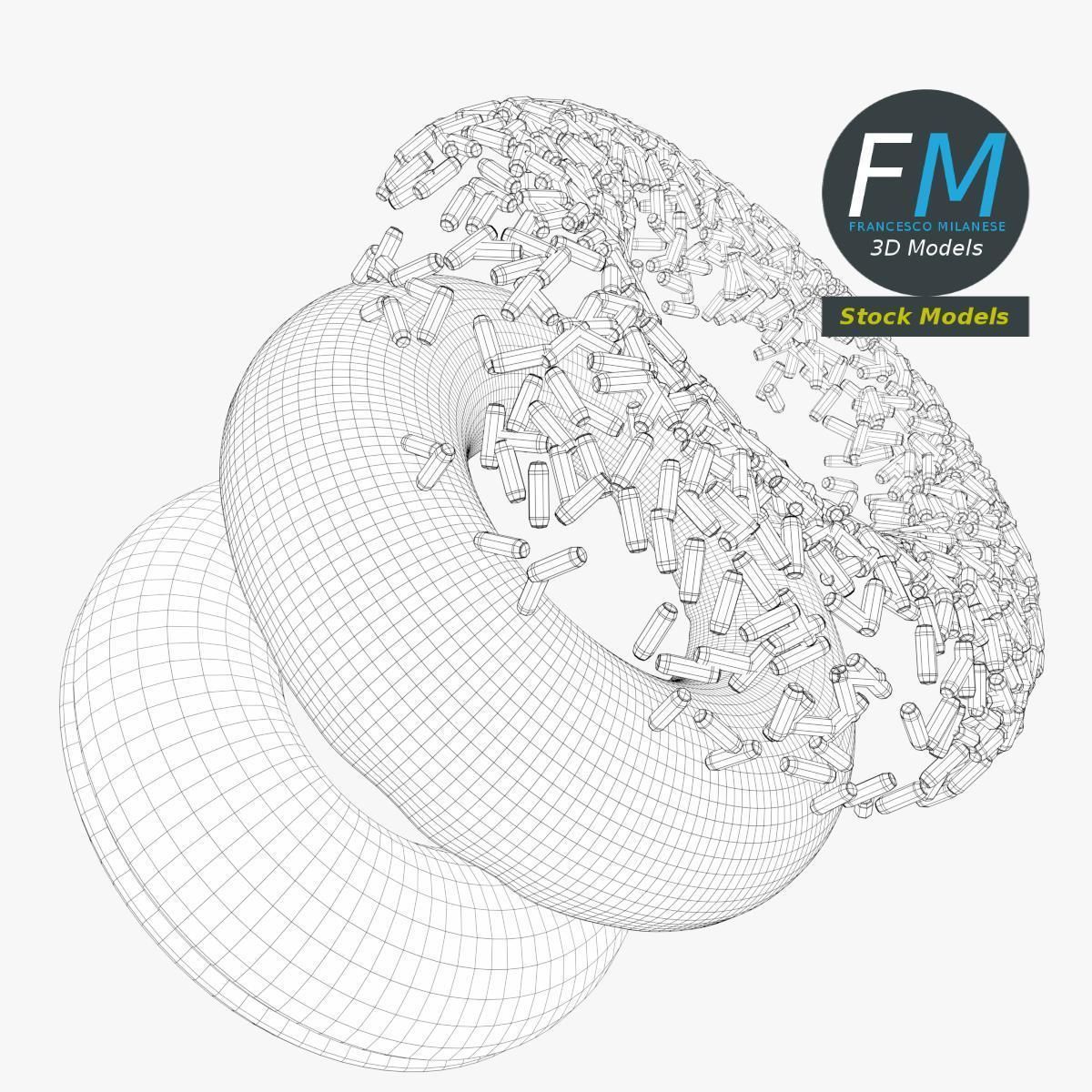 Stylized donut with sprinkles 3D model_8